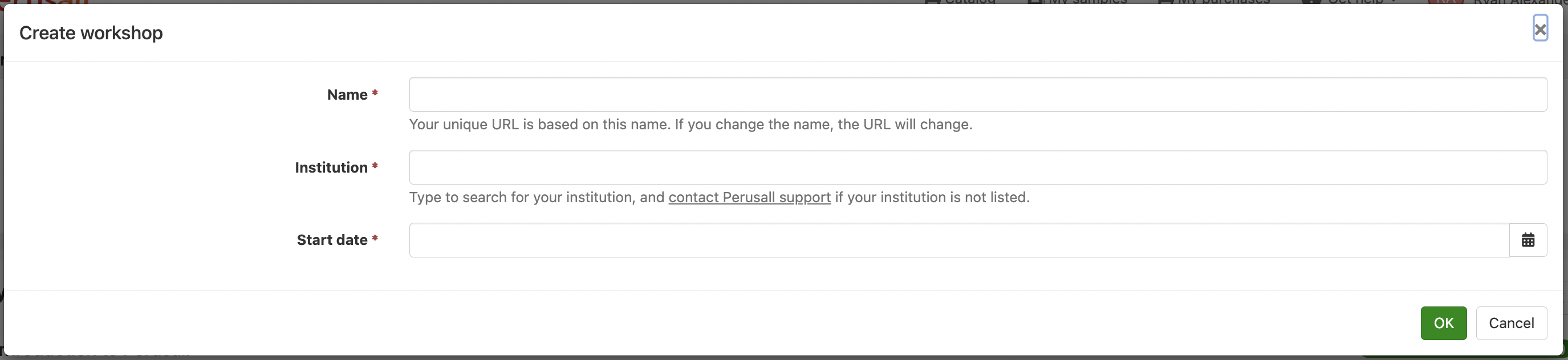 picture of filling out the name, school affiliation, and start date for workshop