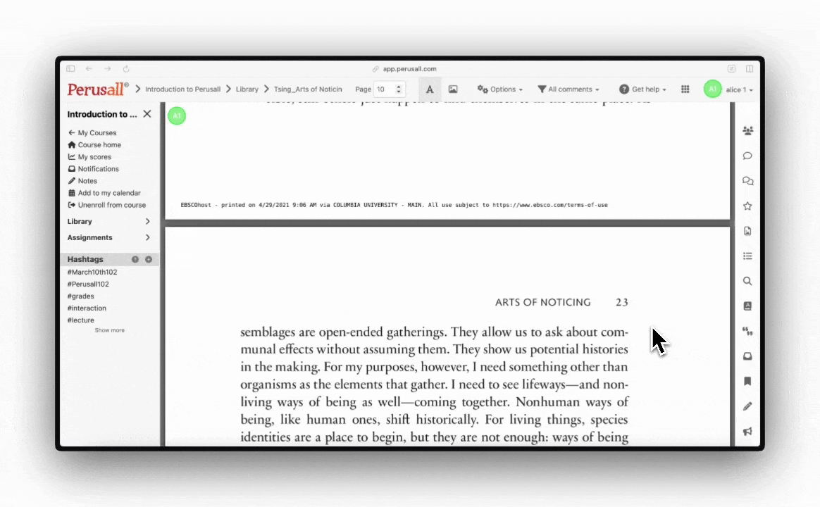 gif of user navigating a document and clicking into the search icon to search keywords