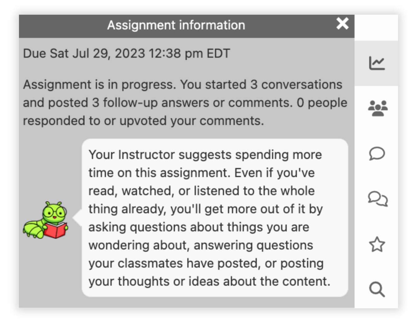 Paige providing dynamic feedback under "assignment information"