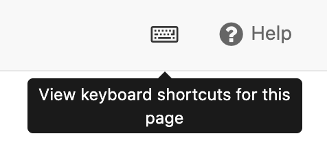 A screenshot of the button to show keyboard shortcuts in the top navigation bar.