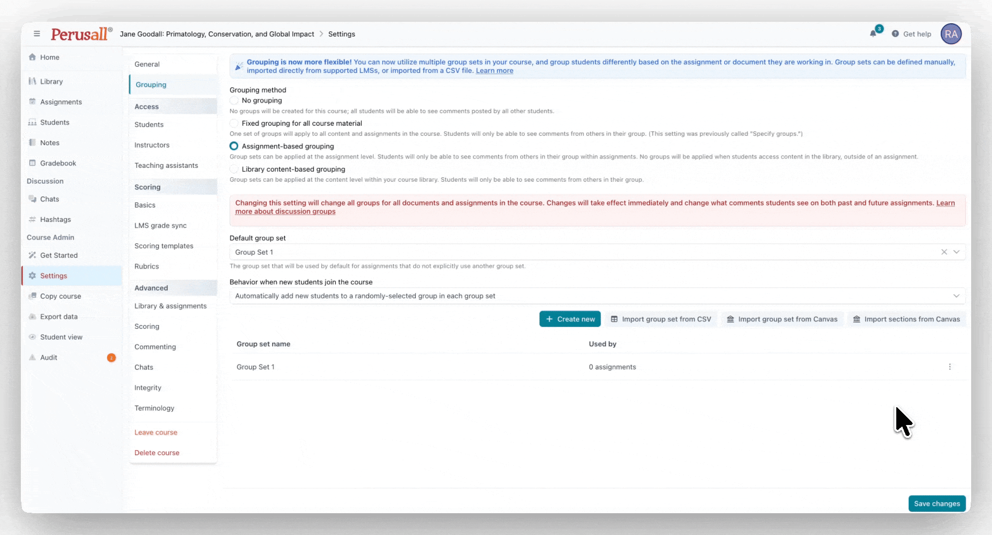 Apply groups feature within Settings > Grouping in Perusall.gif