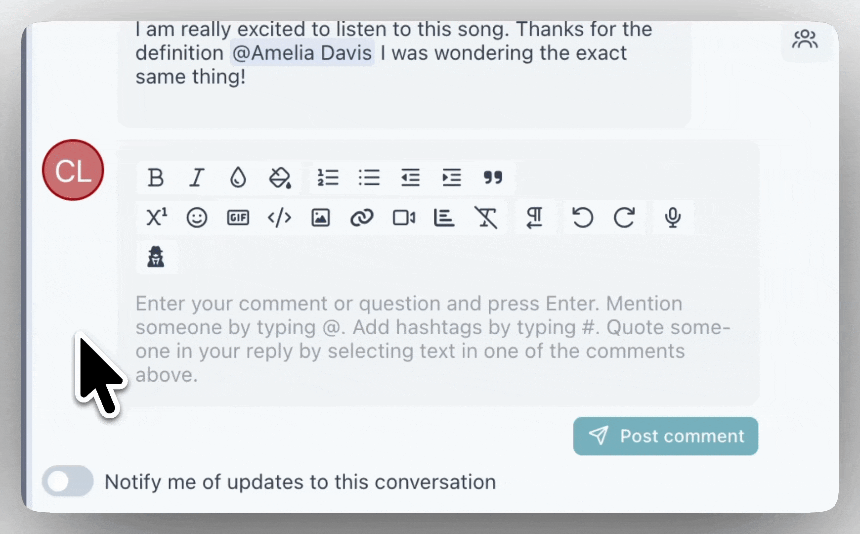Mentioning people in Perusall.gif
